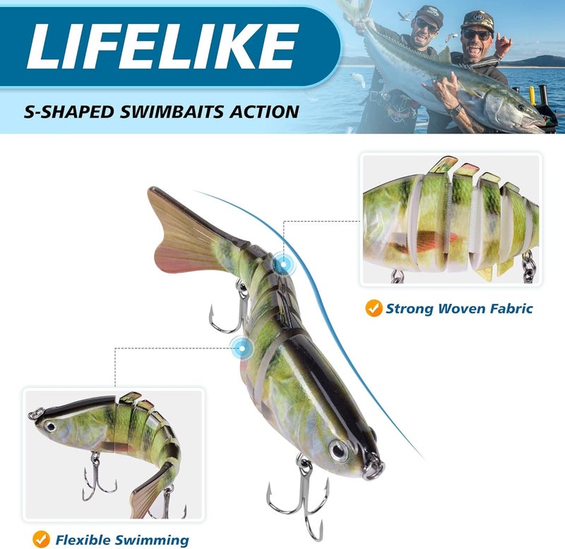 CTrowelpro 6PCS Fishing Lures for Freshwater and Saltwater with case,Slow Sinking Multi Jointed Swimbaits, Lifelike Lures for Bass Trout Crappie Walleye Pike - Image 4